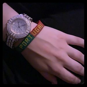 Rose Gold Cubic Zirconia Gold Plated Wrist Watch